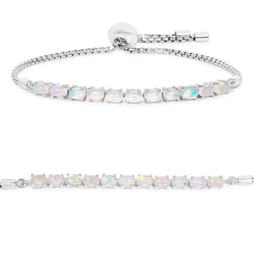 1.65 ct Genuine Ethiopian Opal Sterling Silver Bracelet